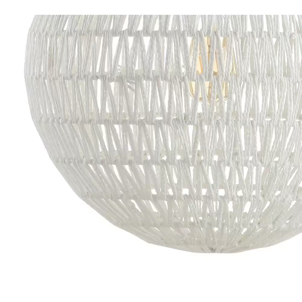 Luna 15.7 In. Woven Rattan Orb LED Pendant, White