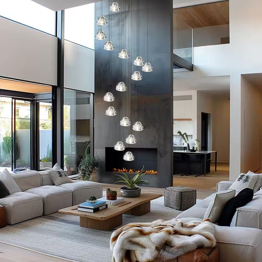 16 Lights Black Raindrop Crystal Chandelier for Living Dining Room Staircase, G4 Bulb Base
