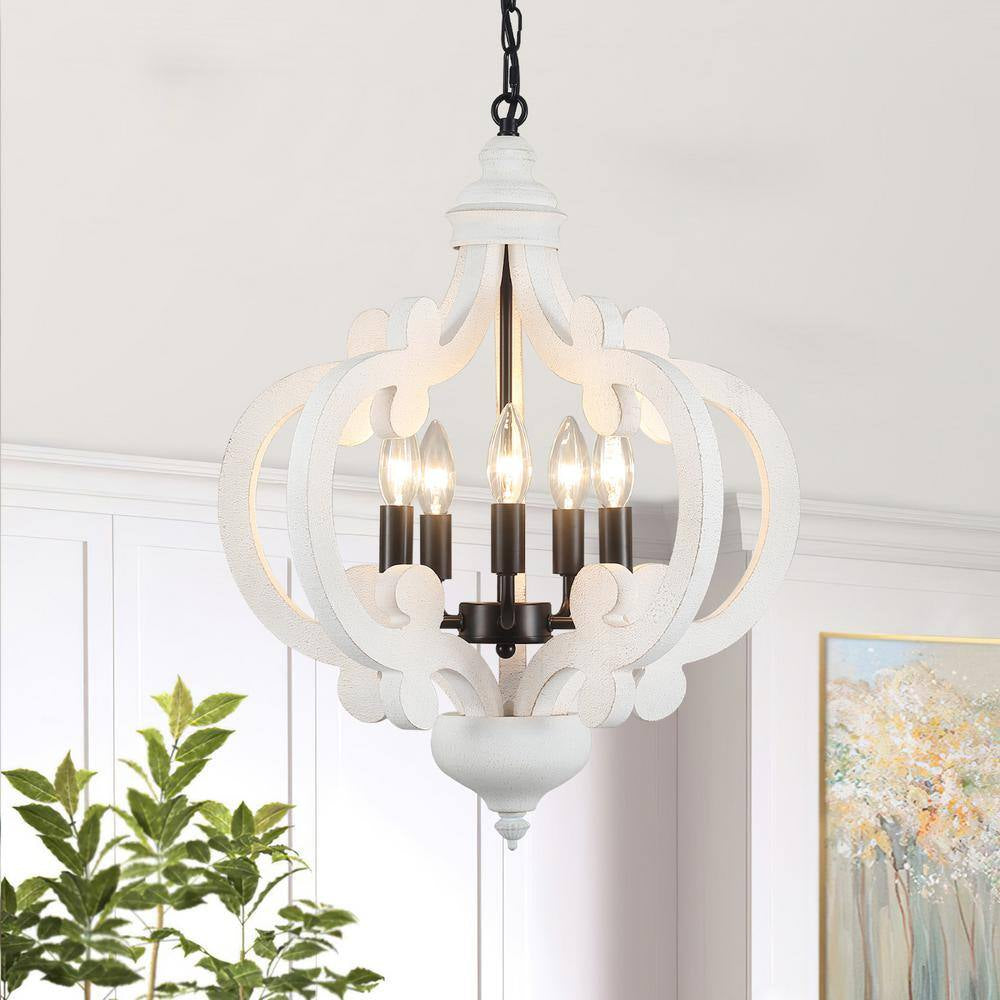 5-Light Black Cottage Chandelier Hanging Ceiling Lamp for Kitchen Island
