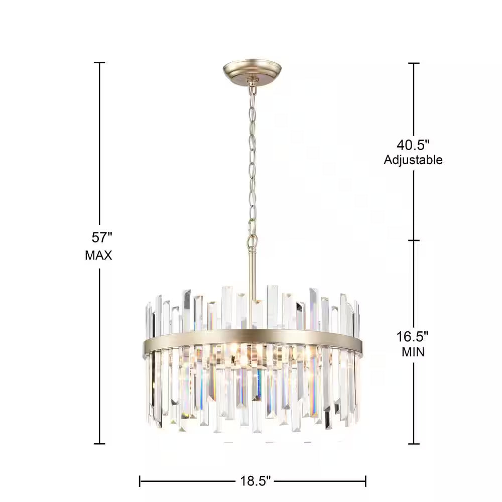 Celina 18.5 In. Brushed Champagne Silver 5-Light Drum Crystal Chandelier