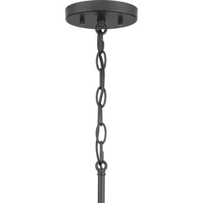 Mauzy Collection 5-Light Matte Black Transitional Chandelier with Clear Water Glass Shade for Dining Room
