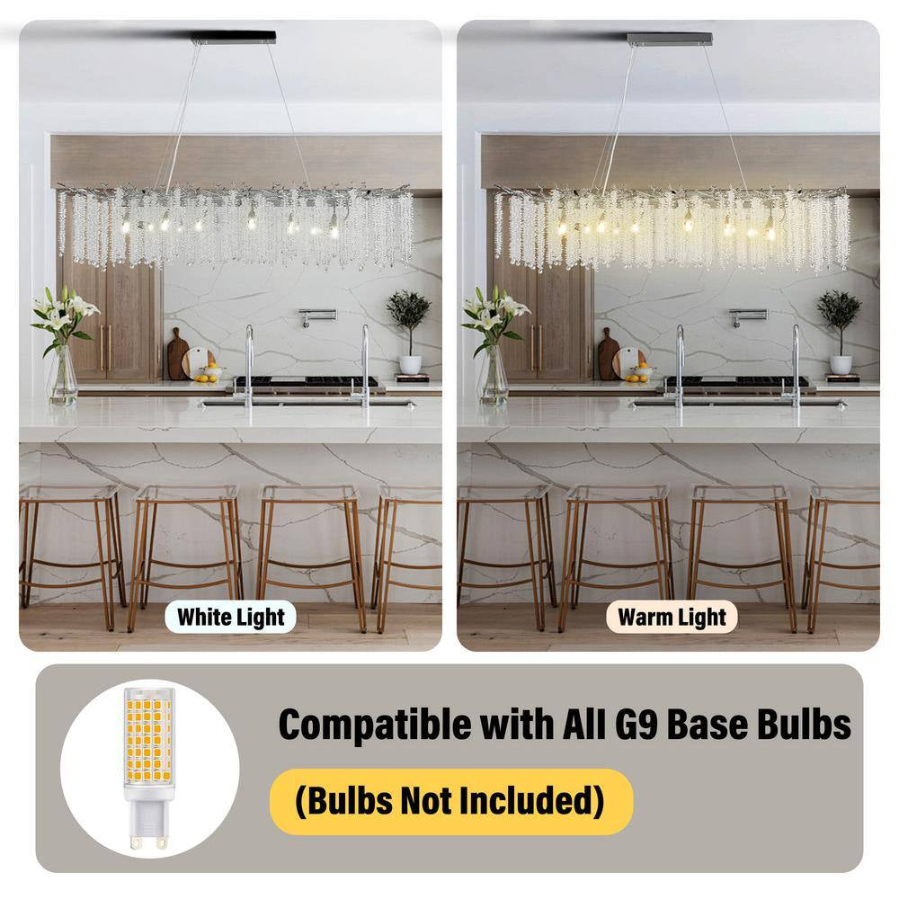 14-Light Silver Chandelier, Luxury Flush Mount Chandelier with K9 Crystal, for Dining Room, Living Room, Kitchen