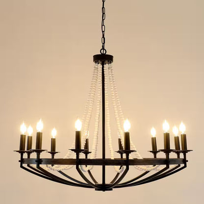 12-Light Rustic Candle Style Modern Industrial Chandelier Ambient Lighting for Dining Room Living Room Foyer