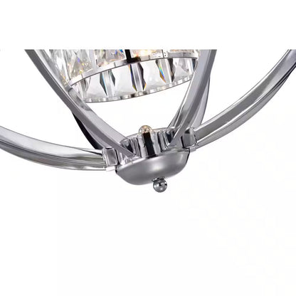 Orbit 3-Light Chrome Globe Orb Glam Chandelier with Crystal Lined Cylinder Shade