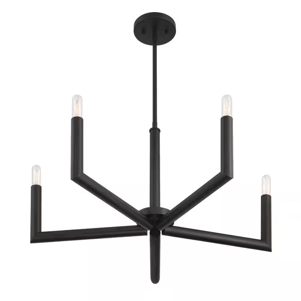 5-Light Matte Black Dimmable Contemporary Chandelier for Dining Room Kitchen Foyer