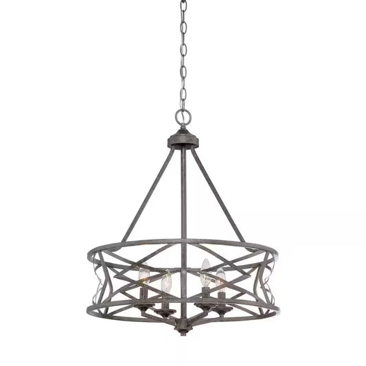 4-Light Vintage Antique Silver Chandelier