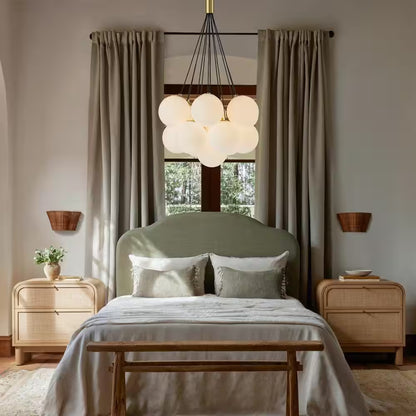 Galaxy Modern Globefoyer Chandelier 13-Light 19.7 In. W Antique Brass Cluster Bubble Chandelier with Opal Glass Shade