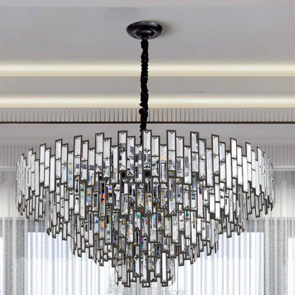 38.5 In. Modern Chandelier 26-Light 5-Tier Black round K9 Crystal Chandelier for Dining Room Living Room Entryway, Foyer