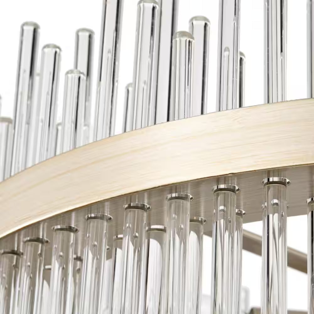 Hebe 19.7 In. Dia 5-Light Brushed Champagne Silver Clear Glass Bars Chandelier