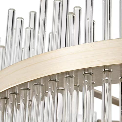 Hebe 19.7 In. Dia 5-Light Brushed Champagne Silver Clear Glass Bars Chandelier