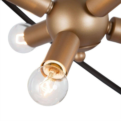 6-Light Black and Brass Globe Chandelier for Dining Room