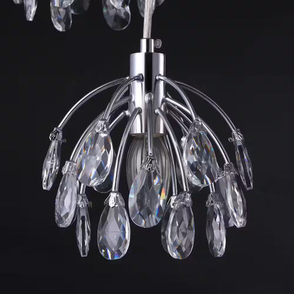 Adelman 7-Light Dimmable Modern Chrome Crystal Chandelier for Stairs Foyer High Ceiling Living Room