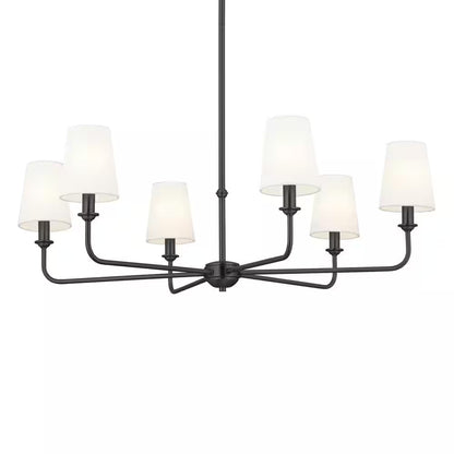 Pallas 32.25 In. 6-Light Black Traditional Shaded Circle Chandelier for Dining Room