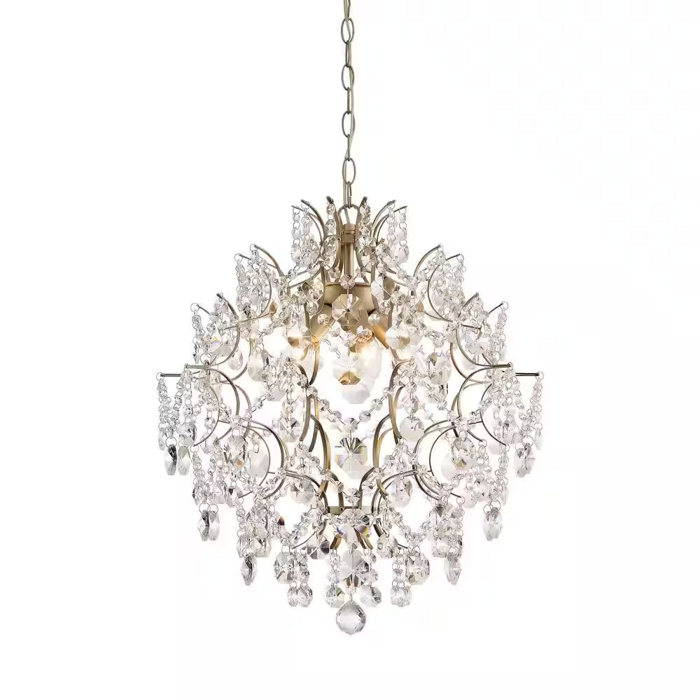 Daisy 20 In. in Diameter Brushed Silver-Ish Champagne 5-Light Larger Crystal Chandelier