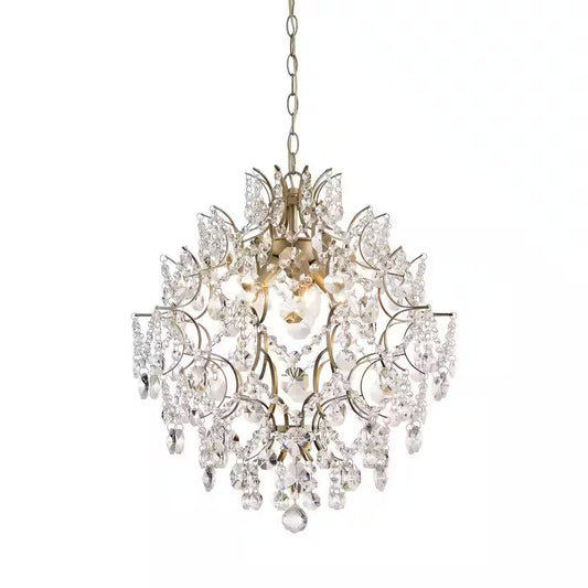 Daisy 20 In. in Diameter Brushed Silver-Ish Champagne 5-Light Larger Crystal Chandelier