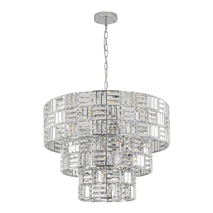 Luz 11-Light 3-Tier round Crystal Chandelier Chrome Finish round with Crystal for Living Room