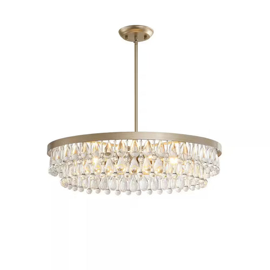 Adela 24 in Dia Brushed Champagne Silver Finish Crystal 6Light Chandelier