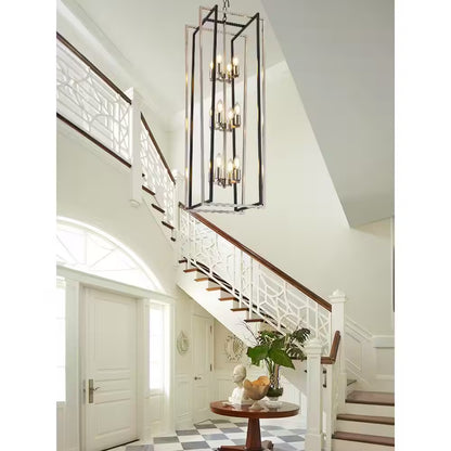 12 Light Modern Chandelier Semi Flush Black and Sliver Ceiling Light Fixture for Dining Room Hallway Entryway Bedroom