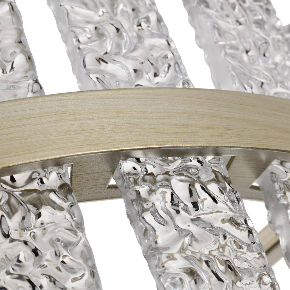 Eva 18.1 In. in Diameter 6-Light Brushed Champagne Silver Drum Glass Strip Chandelier