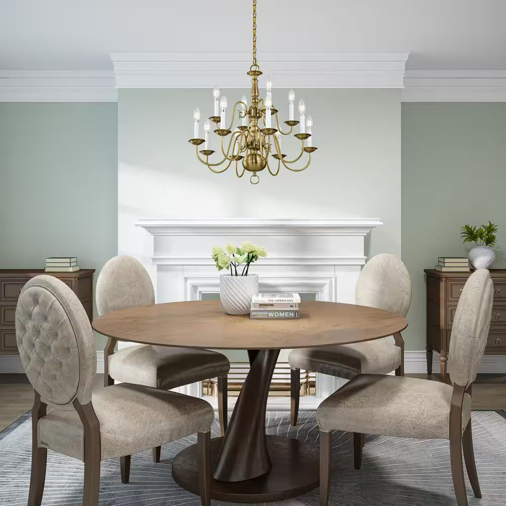 Williamsburgh 12 Light Antique Brass Chandelier