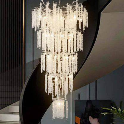 118 In. H, 28-Lights Silver Luxury Crystal Chandelier, Tree Branches Chandelier for Entryway High Ceiling Chandelier