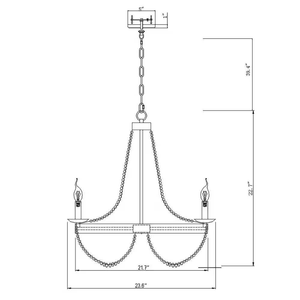 6-Light Wood Vintage Candle Chandelier