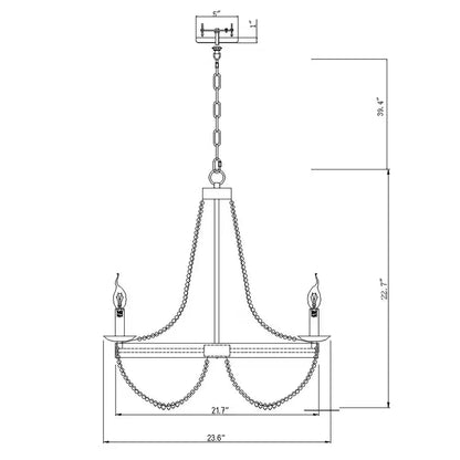 6-Light Wood Vintage Candle Chandelier