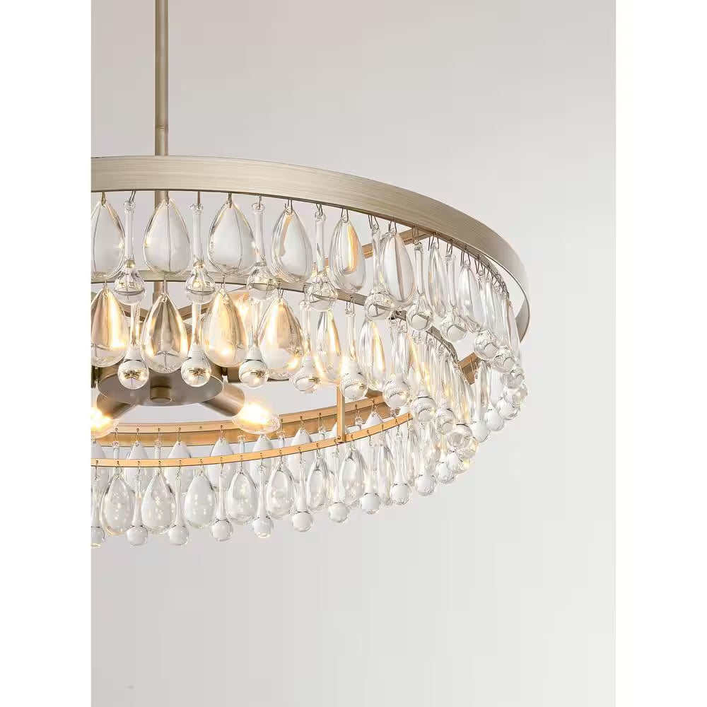 Adela 24 in Dia Brushed Champagne Silver Finish Crystal 6Light Chandelier