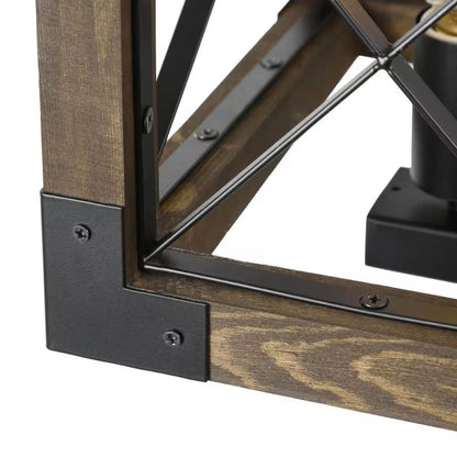 Colorado Modern Farmhouse 5-Light Rectangular Box Black Dining Room Chandelier