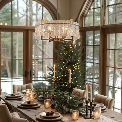6-Light Gold 25.6In Modern Glass Shade Chandelier for Dining Room