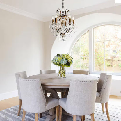 18 In. 5-Light Antique Gold Classic/Traditional Crystal Chandelier Glam Lighting Fixture