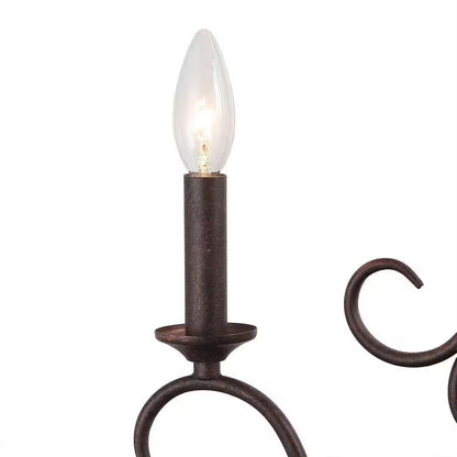 28 In. 6-Light Rusted Bronze Classic Candlestick Chandelier with Crystal Drops Modern Farmhouse Island Pendant