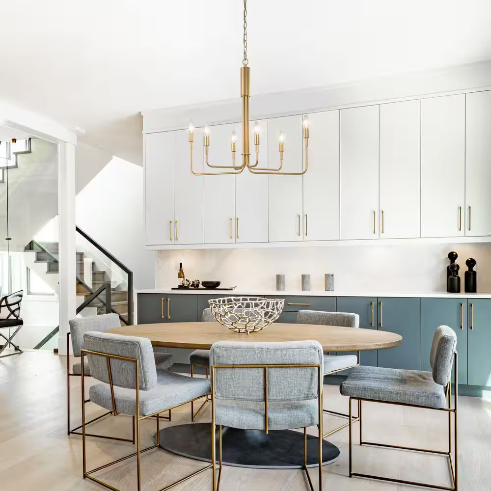 Modern 6-Light Gold Asymmetric Candlestick Chandelier Contemporary Pendant Lighting for Dining Room Kitchen Living Room