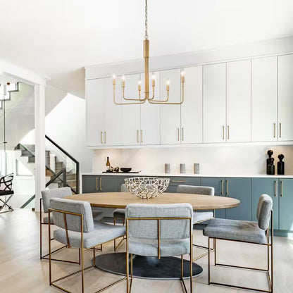Modern 6-Light Gold Asymmetric Candlestick Chandelier Contemporary Pendant Lighting for Dining Room Kitchen Living Room