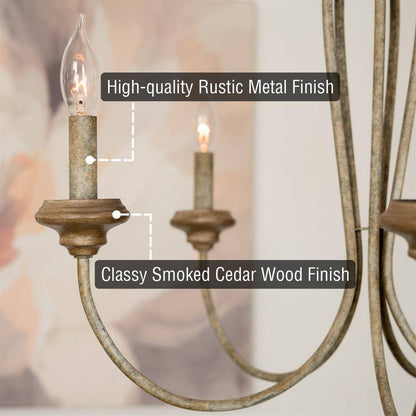 Lotus 60-Watt 5-Light Rustic Metal French Country Chandelier, No Bulb Included