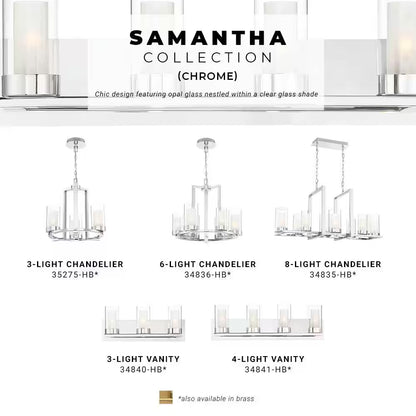 Samantha 60-Watt 8-Light LED Chrome Chandelier with Clear and Frosted Shades