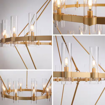 Modern Chandelier 60 In. 30-Light Gold Wagon Wheel Chandelier for Dinning Room, Foyer, Living Room, Staircase