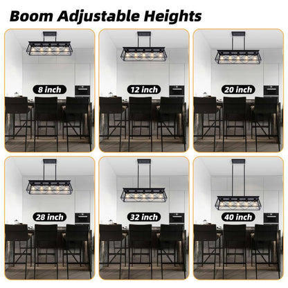 Industrial Series 5-Light Chandelier, Matte Black Finish, Modern Shape, Suitable for Living/Dining Room