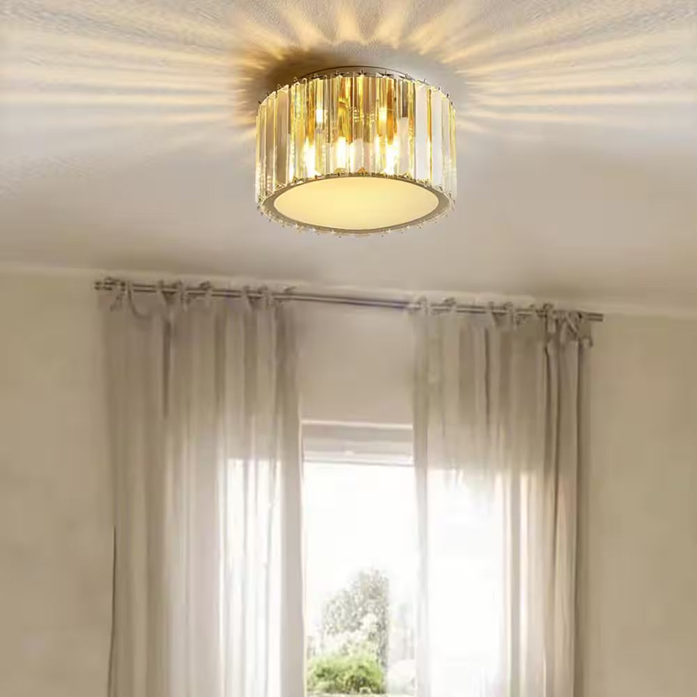 9 In. 4-Light Crystal Semi Flush Mount Chandelier