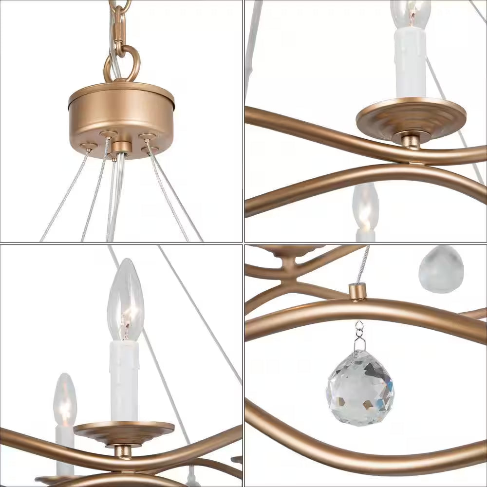 Modern Farmhouse Chandelier Nova 25 In. 5- -Light Gold round Metal Island Modern Farmhouse Chandelier